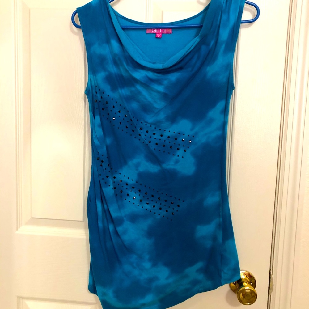 Blue tie-dye sleeveless tunic size medium